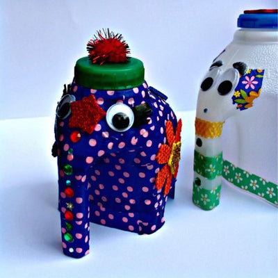 Recycling Fun! Make An Elephant From A Milk Bottle