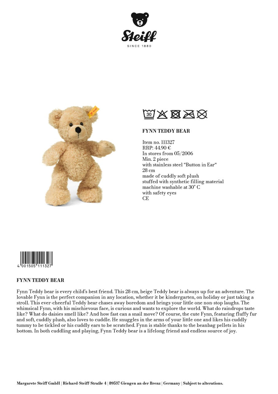 Steiff Friends - Fynn Teddy Bear (28cm Beige)