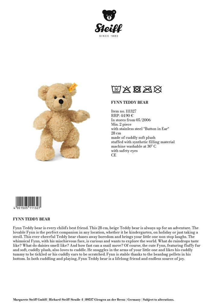 Steiff Friends - Fynn Teddy Bear (28cm Beige)