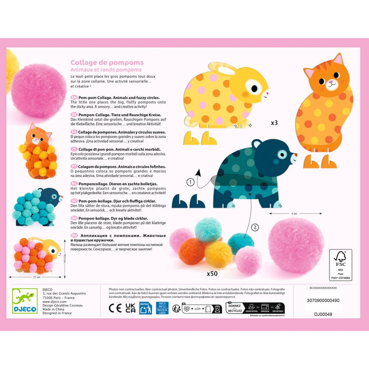 Djeco Pompoms Collage - Animals and Pompom Circles