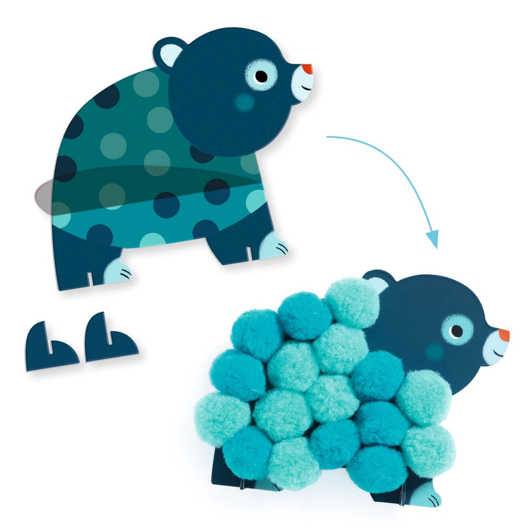Djeco Pompoms Collage - Animals and Pompom Circles