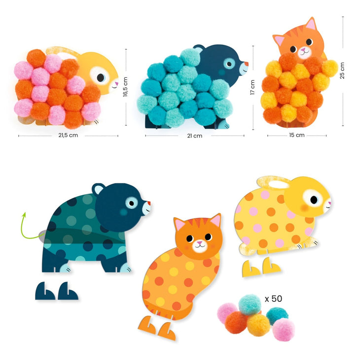 Djeco Pompoms Collage - Animals and Pompom Circles