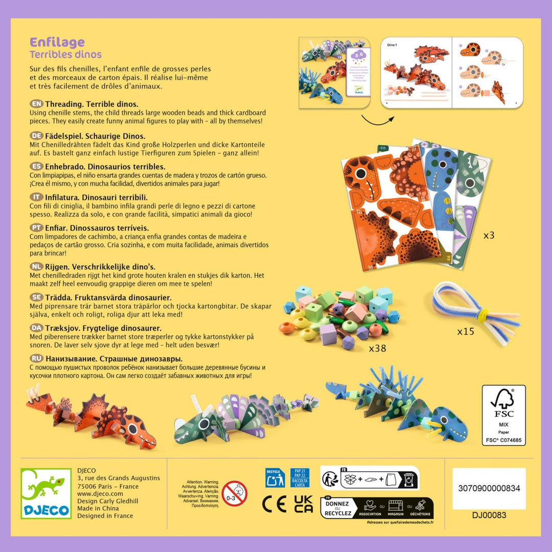Djeco Pipe Cleaner Threading - Terrible Dinos