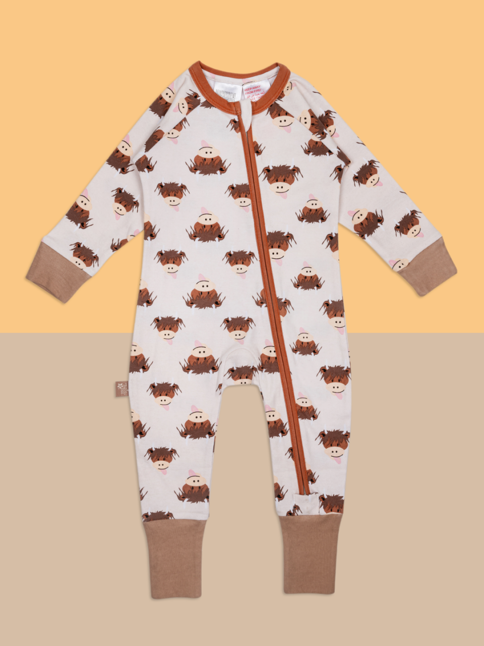 Blade and Rose Zip-Up Romper - Hamish the Highland Cow Neutral