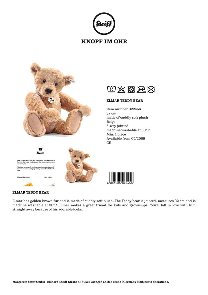 Steiff Teddy Bear - Elmar (32cm)