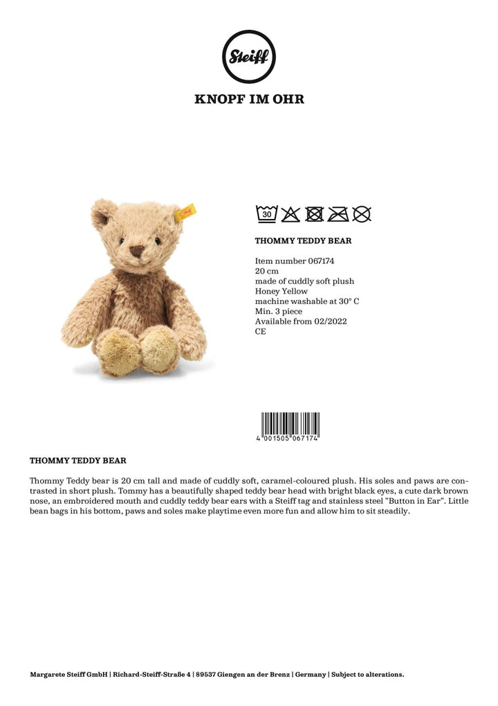 Steiff Teddy Bear - Thommy (20 cm Caramel)