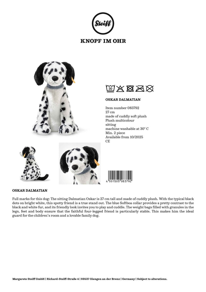 Steiff Dalmatian - Oskar (27cm)