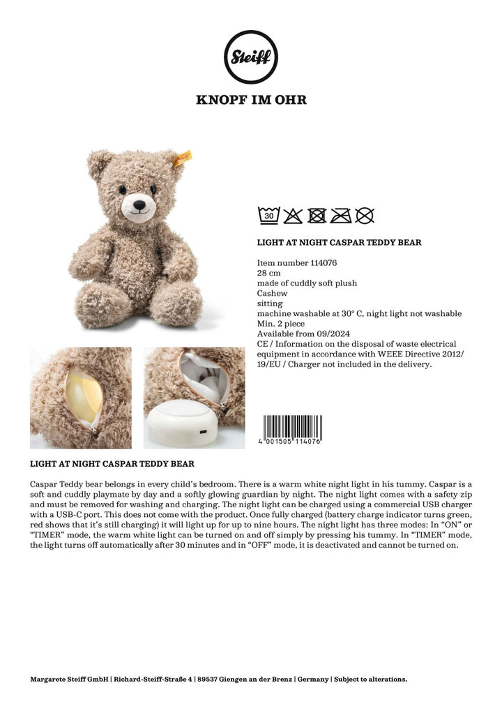 Steiff Teddy Bear Night Light (28cm)