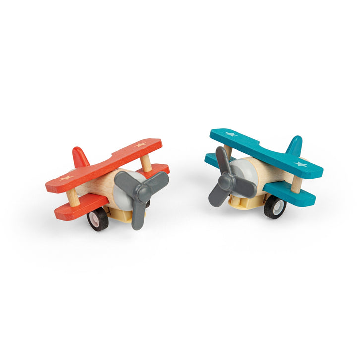Bigjigs Pull Back Bi-Plane (red or blue)