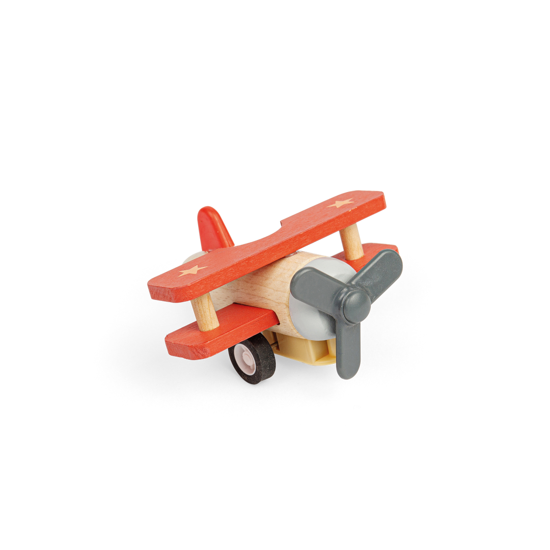 Bigjigs Pull Back Bi-Plane (red or blue)