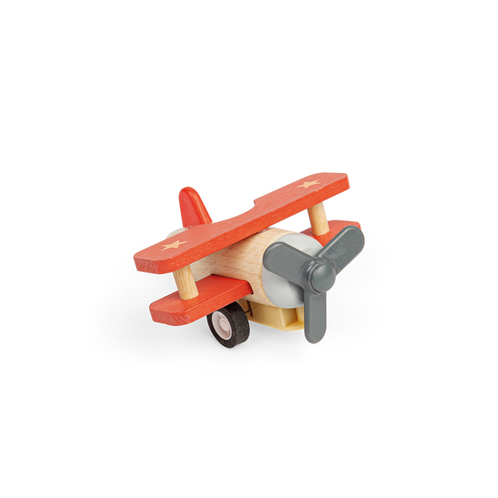 Bigjigs Pull Back Bi-Plane (red or blue)