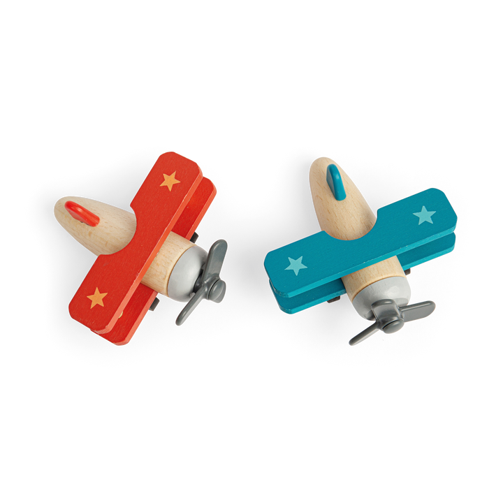 Bigjigs Pull Back Bi-Plane (red or blue)
