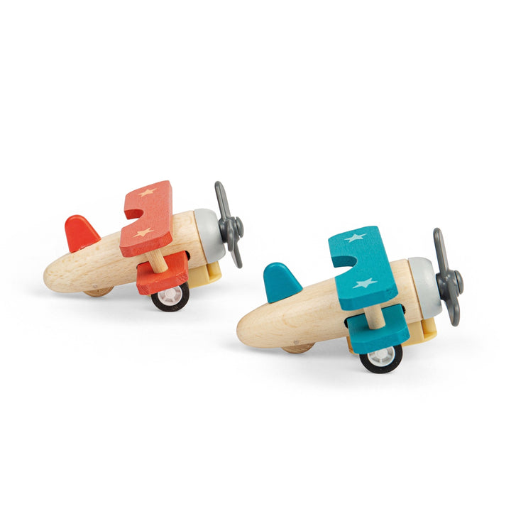 Bigjigs Pull Back Bi-Plane (red or blue)
