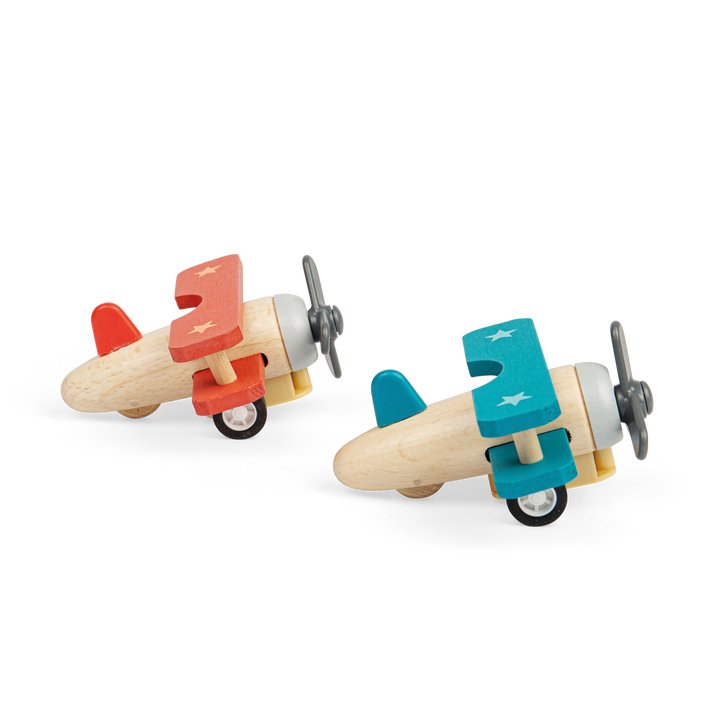Bigjigs Pull Back Bi-Plane (red or blue)