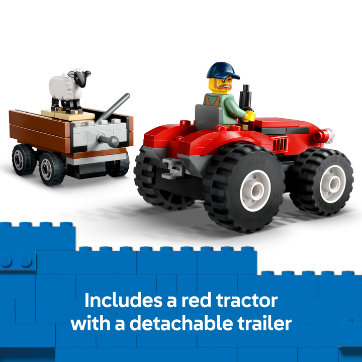 City - Red Farm Tractor with Trailer &amp; Sheep 60461