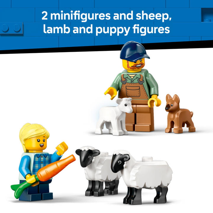 City - Red Farm Tractor with Trailer &amp; Sheep 60461