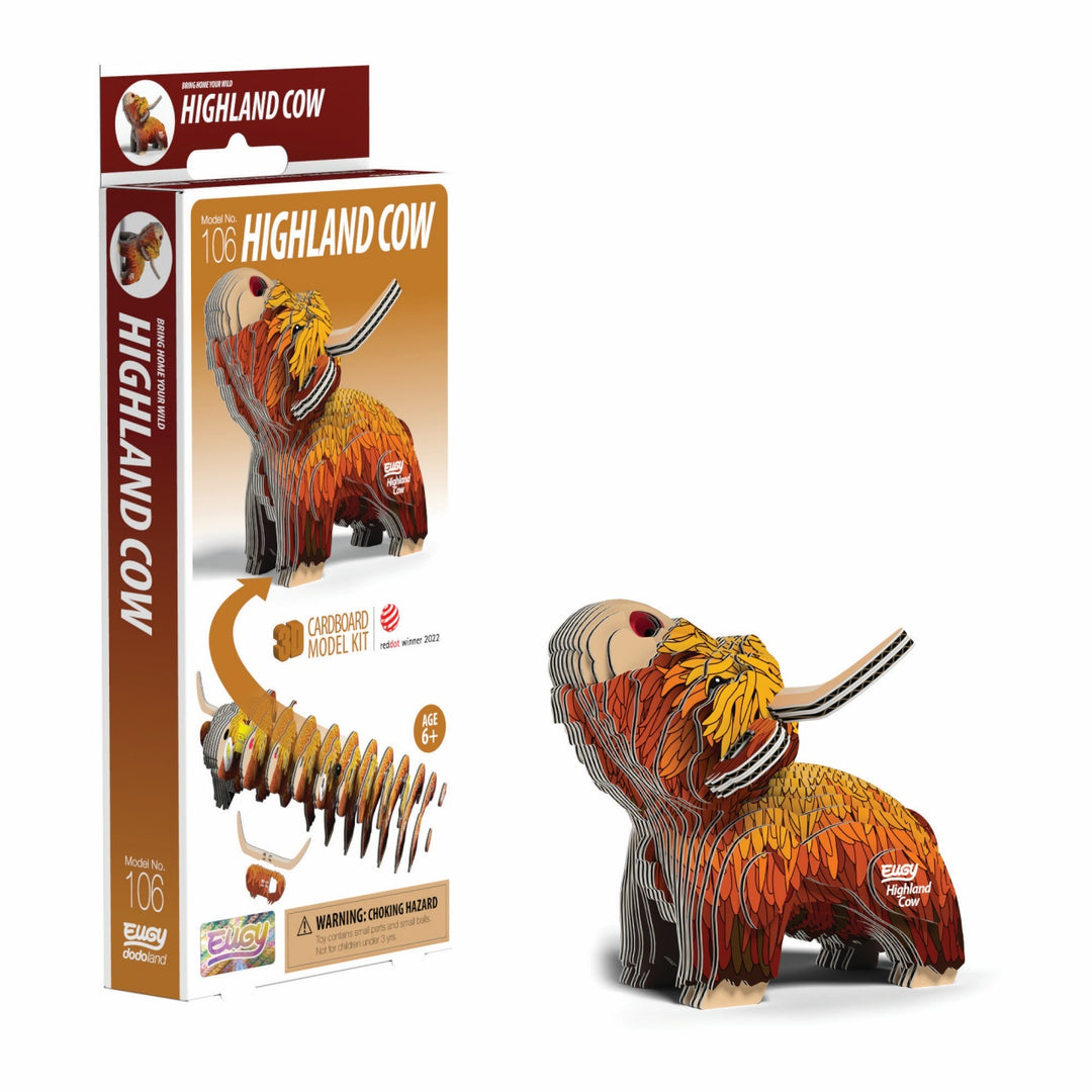 Eugy Highland Cow 3D Cardboard Model Kit