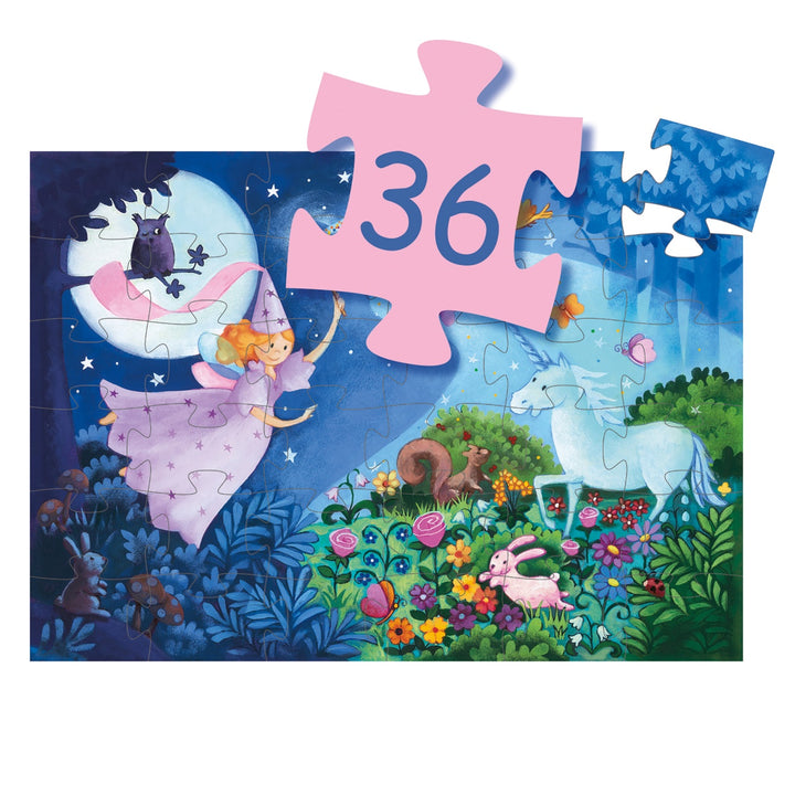 Djeco Silhouette Puzzle The Fairy &amp; The Unicorn (36 pieces)