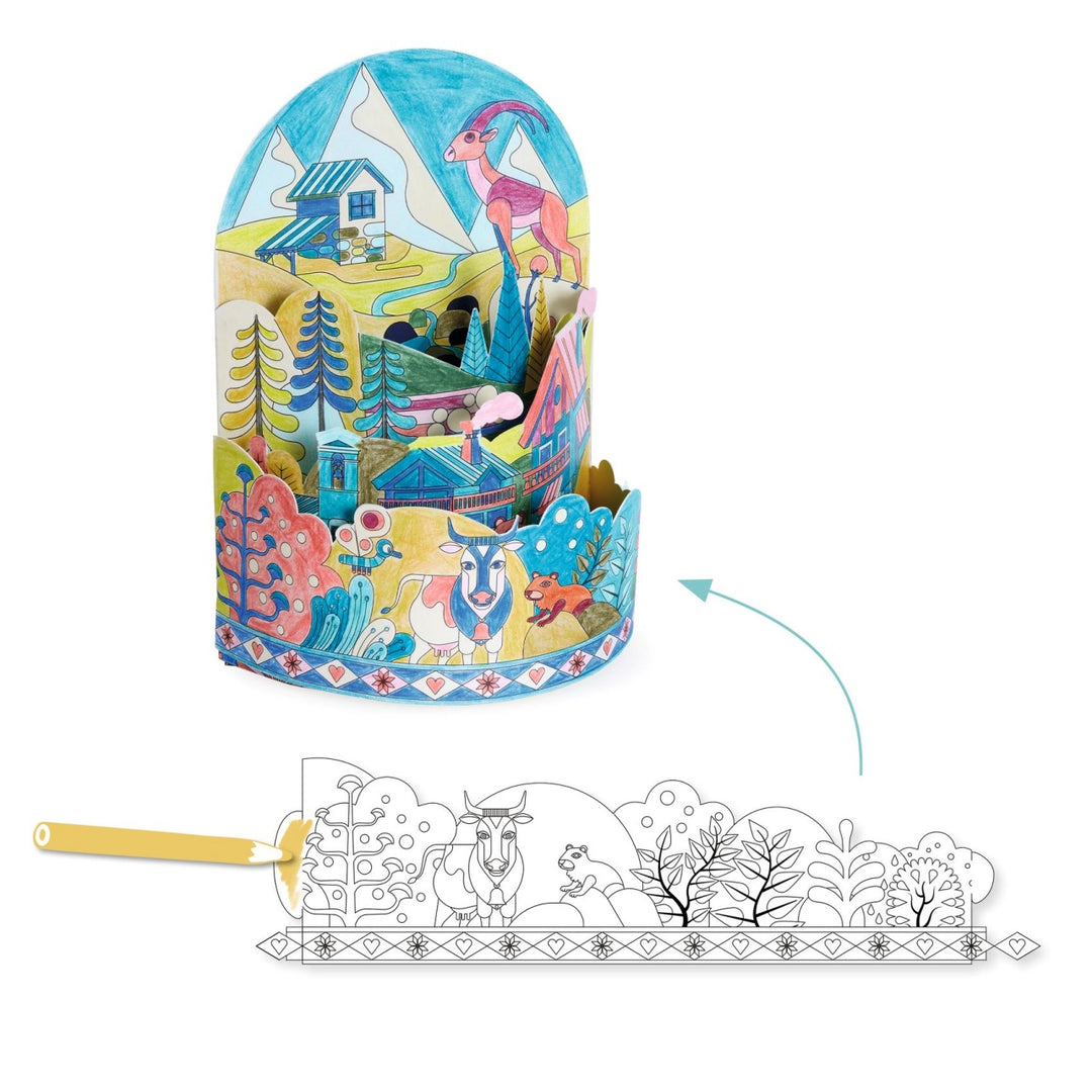 Djeco Diorama Colouring - On Top of the World