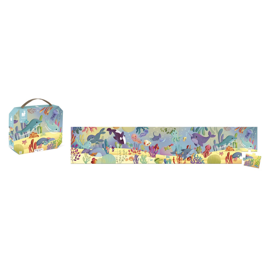 Janod Puzzle Suitcase - Sea Animals Frieze (36 pieces)