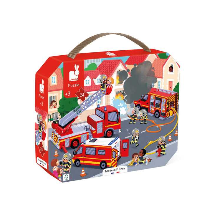 Janod Puzzle Suitcase - Firemen (24 pieces)