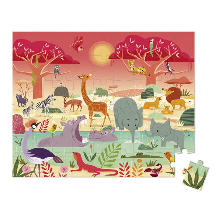 Janod Puzzle Suitcase - Animal Reserve (54 pieces)