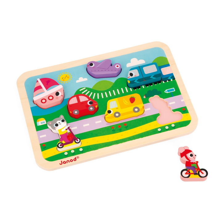 Janod Chunky Wooden Puzzle - Vehicles