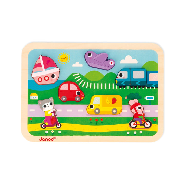 Janod Chunky Wooden Puzzle - Vehicles
