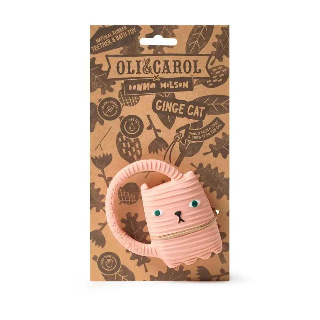 Oli and Carol Natural Rubber Teether and Bath Toy - Ginge Cat