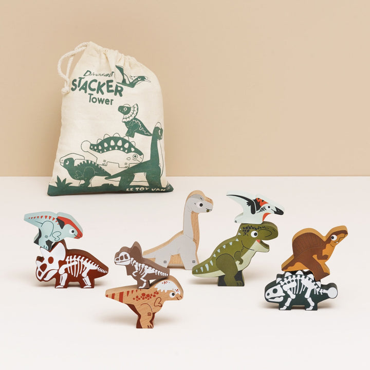 Le Toy Van Stacking Dinosaurs with Bag