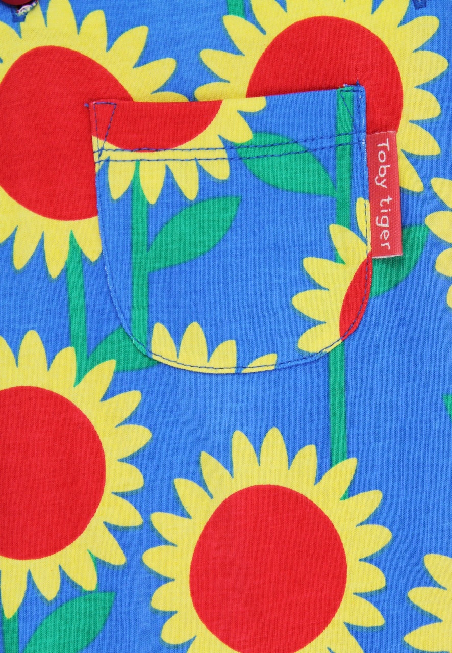 Toby Tiger Organic Sunflower Bee Print Dungarees