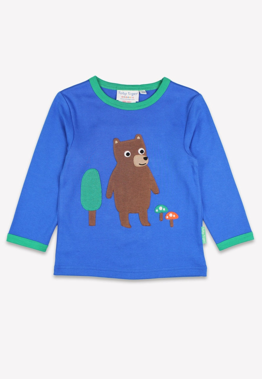 Organic Brown Bear Applique Long-Sleeved T-Shirt