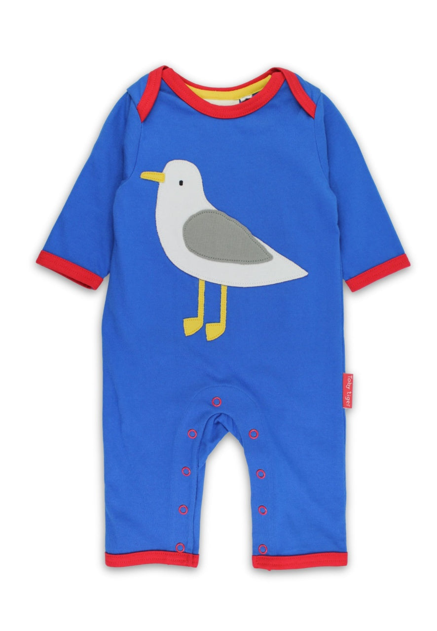 Toby Tiger Organic Seagull Harbour Applique Sleepsuit