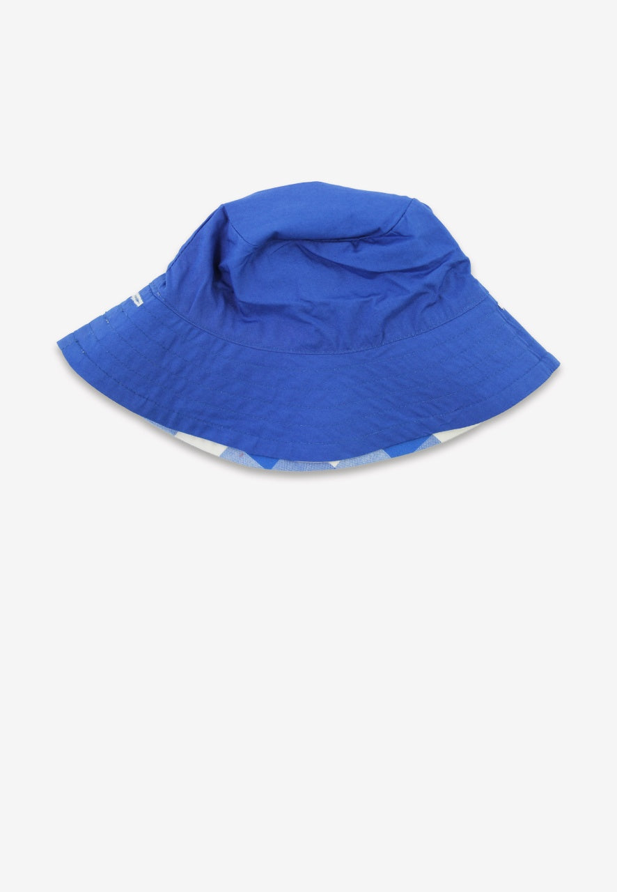 Toby Tiger Organic Blue Woven Gingham Reversible Sunhat