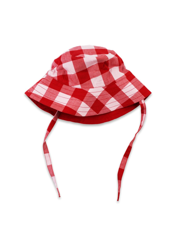 Toby Tiger Organic Red Woven Gingham Reversible Sunhat
